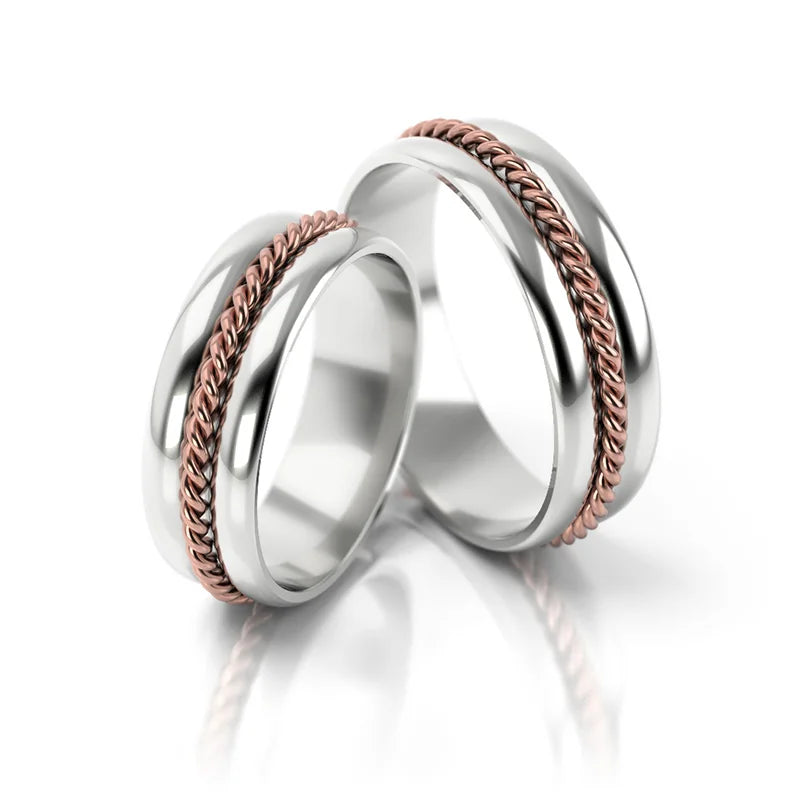 Nádherné dvojfarebné zlaté svadobné obrúčky 6 mm