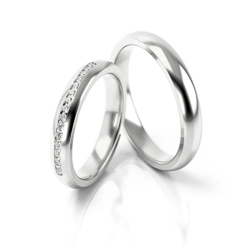 Svadobné obrúčky z bieleho zlata so zirkónmi 3,5 mm