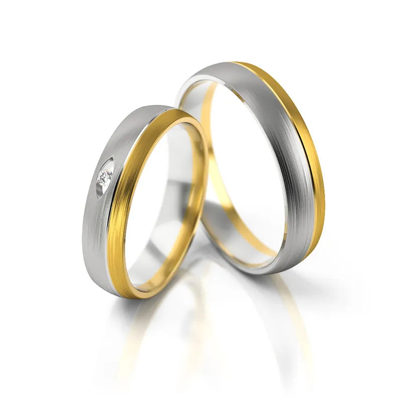 Dvojfarebné zlaté obrúčky so zirkónmi 4,5 mm