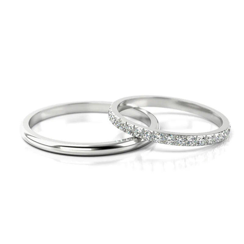 Úzke svadobné obrúčky z bieleho zlata so zirkónmi 1,8 mm