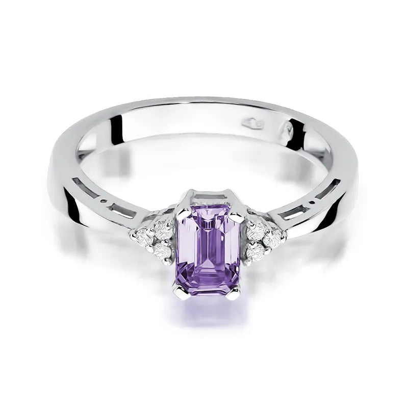 zlatý prsteň s 0,50 ct ametystom a diamantmi w0002-amv-01
