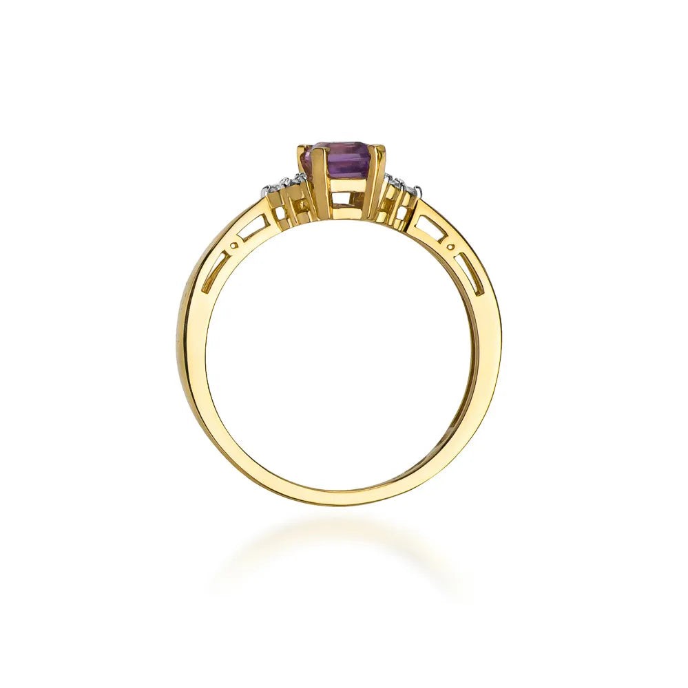 zlatý prsteň s 0,50 ct ametystom a diamantmi w0002-amv-01