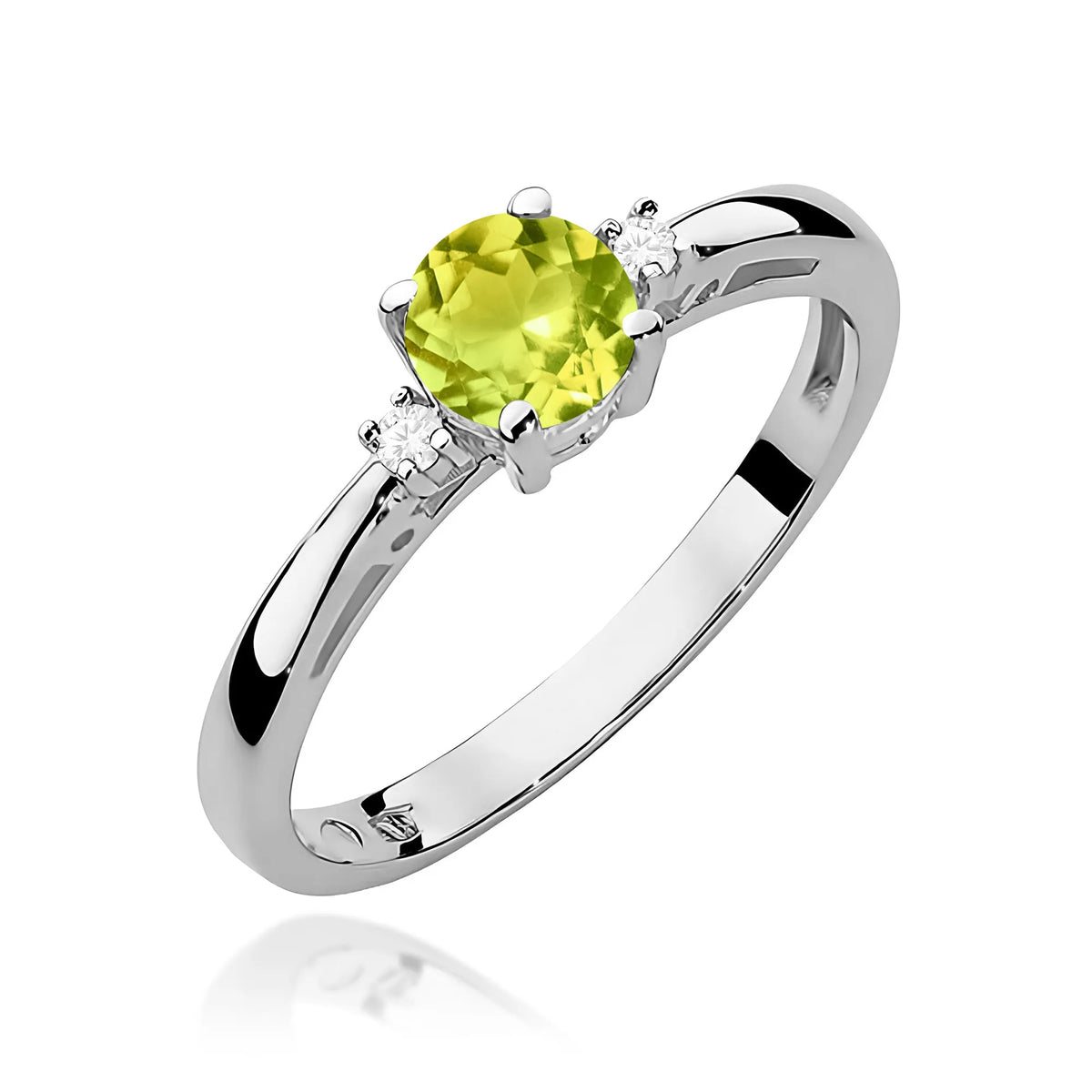 zlatý prsteň s 0,60 ct olivínom a diamantmi w0010-peg-01