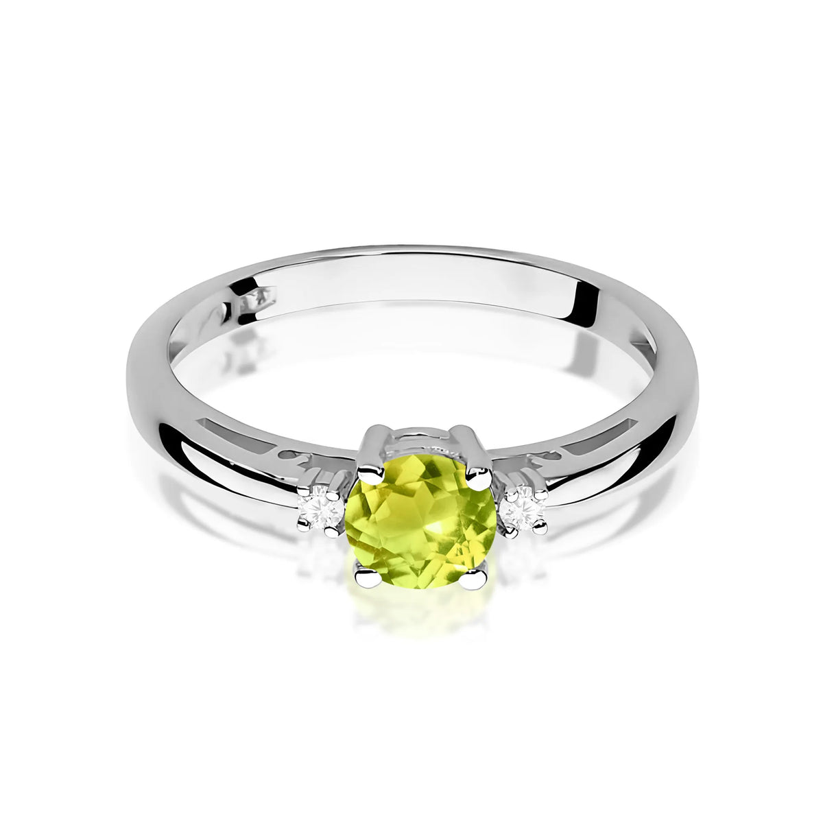 zlatý prsteň s 0,60 ct olivínom a diamantmi w0010-peg-01