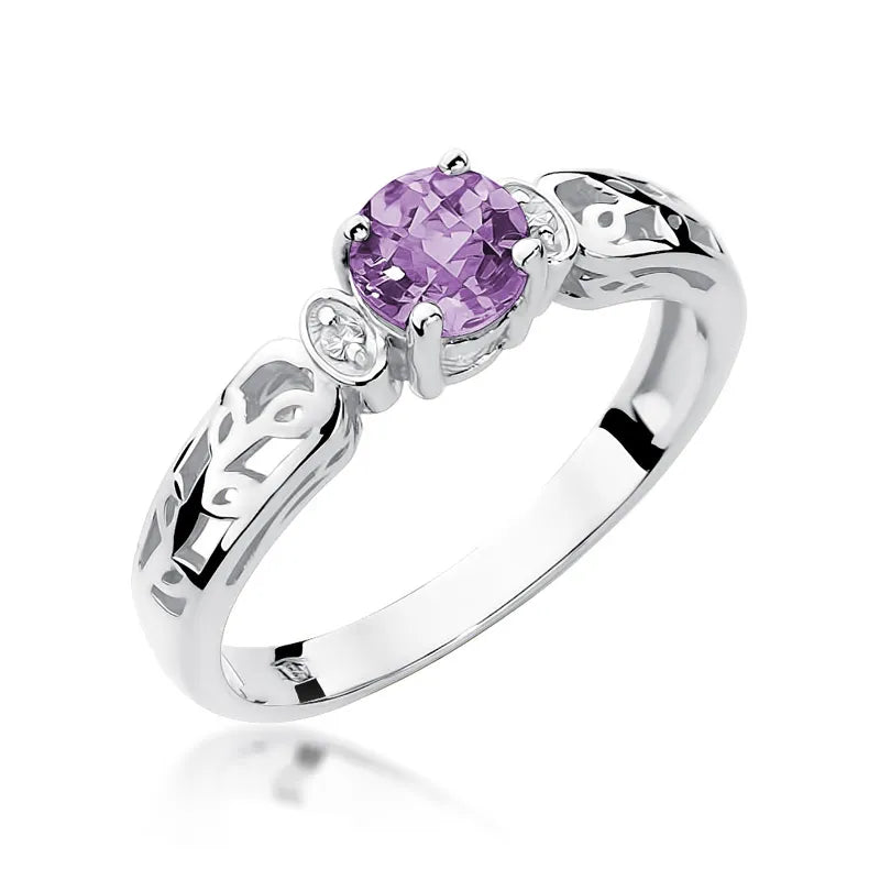 zlatý prsteň s 0,50 ct ametystom a 0,02 ct diamantmi w0014-amv-01