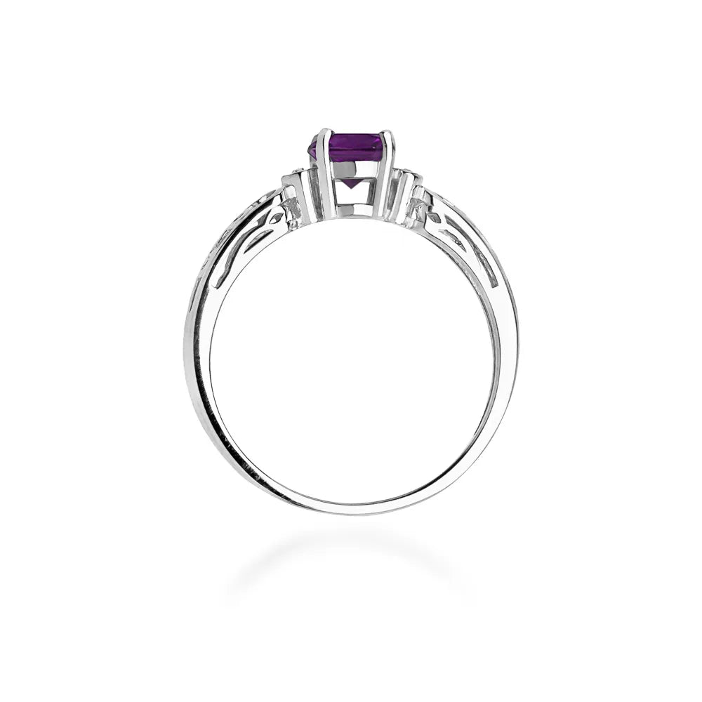 zlatý prsteň s 0,50 ct ametystom a 0,02 ct diamantmi w0014-amv-01