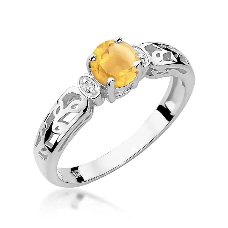 zlatý prsteň s 0,50 ct citrínom a 0,02 ct diamantmi w0014-ciy-01