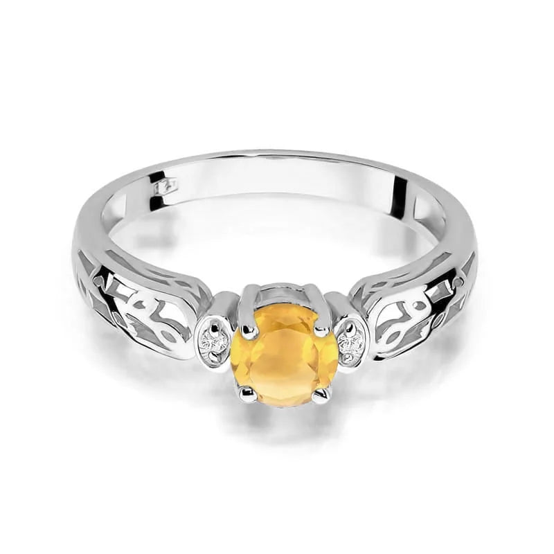 zlatý prsteň s 0,50 ct citrínom a 0,02 ct diamantmi w0014-ciy-01