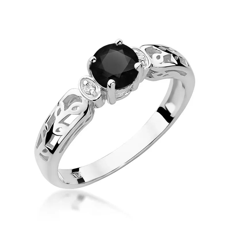 zlatý prsteň s 0,50 ct čiernymi a 0,02 ct diamantmi w0014-dib-01