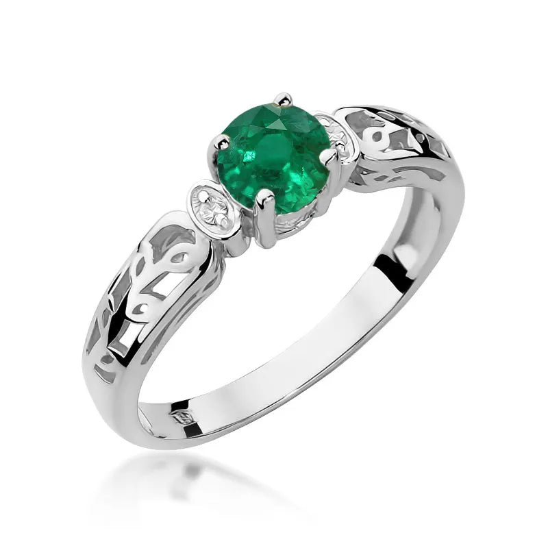 zlatý prsteň s 0,50 ct smaragdom a 0,02 ct diamantmi w0014-emg-01