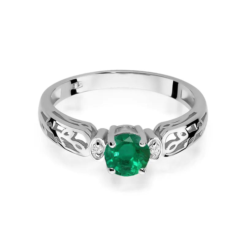 zlatý prsteň s 0,50 ct smaragdom a 0,02 ct diamantmi w0014-emg-01