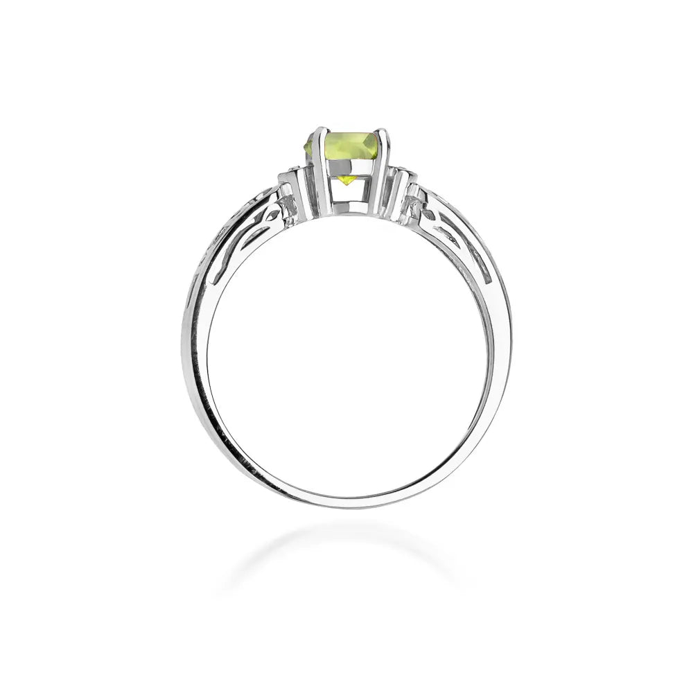 zlatý prsteň s 0,60 ct olivínom a 0,02 ct diamantmi w0014-peg-01