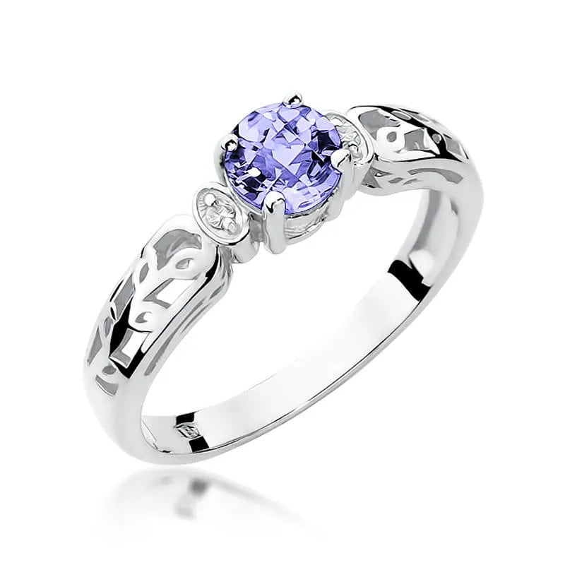 zlatý prsteň s 0,50 ct tanzanitom a 0,02 ct diamantmi w0014-tap-01