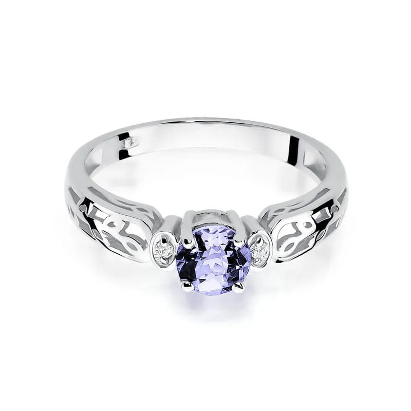 zlatý prsteň s 0,50 ct tanzanitom a 0,02 ct diamantmi w0014-tap-01