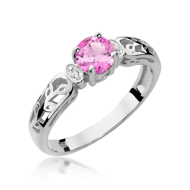 zlatý prsteň s 0,60 ct ružovým topásom a 0,02 ct diamantmi w0014-top-01