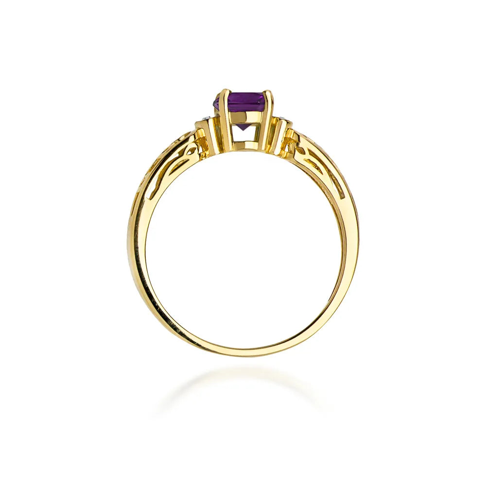 zlatý prsteň s 0,50 ct ametystom a 0,02 ct diamantmi w0014-amv-01