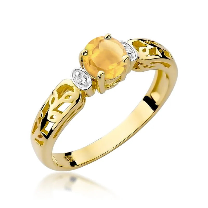 zlatý prsteň s 0,50 ct citrínom a 0,02 ct diamantmi w0014-ciy-01