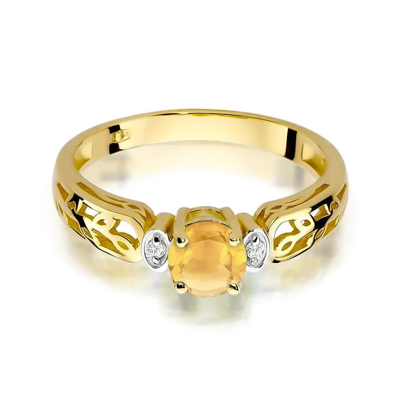 zlatý prsteň s 0,50 ct citrínom a 0,02 ct diamantmi w0014-ciy-01
