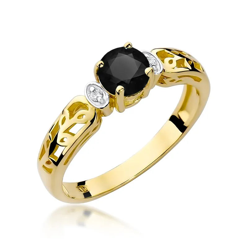 zlatý prsteň s 0,50 ct čiernymi a 0,02 ct diamantmi w0014-dib-01