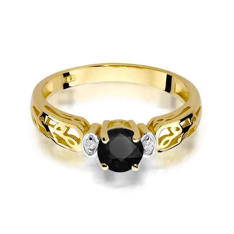 zlatý prsteň s 0,50 ct čiernymi a 0,02 ct diamantmi w0014-dib-01