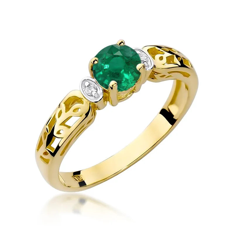 zlatý prsteň s 0,50 ct smaragdom a 0,02 ct diamantmi w0014-emg-01