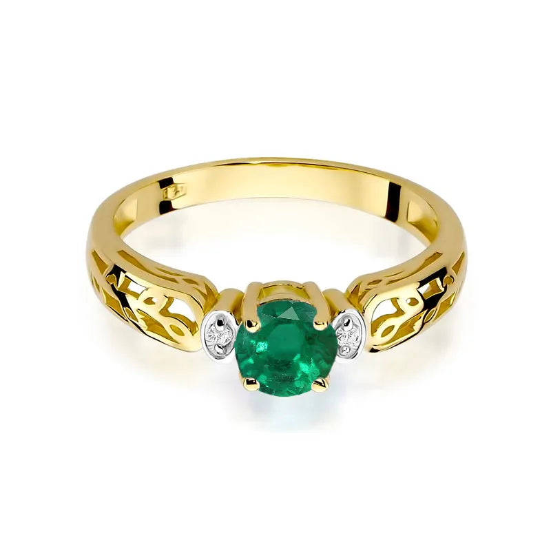 zlatý prsteň s 0,50 ct smaragdom a 0,02 ct diamantmi w0014-emg-01