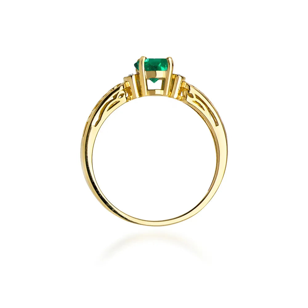 zlatý prsteň s 0,50 ct smaragdom a 0,02 ct diamantmi w0014-emg-01