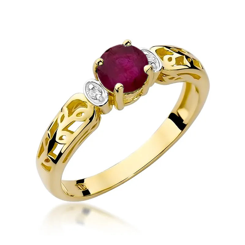zlatý prsteň s 0,60 ct rubínom a 0,02 ct diamantmi w0014-rur-01