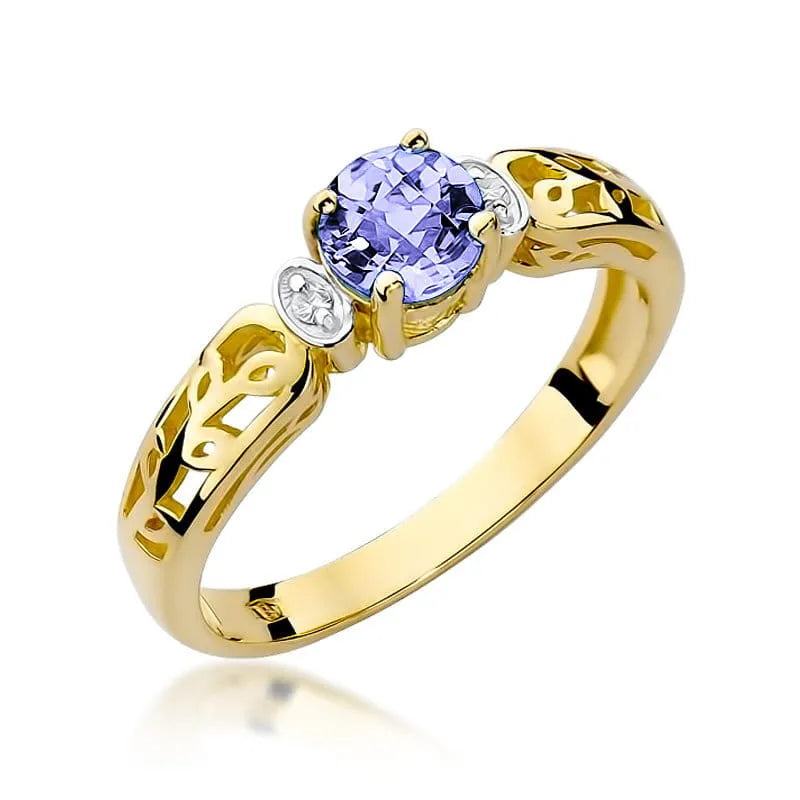 zlatý prsteň s 0,50 ct tanzanitom a 0,02 ct diamantmi w0014-tap-01