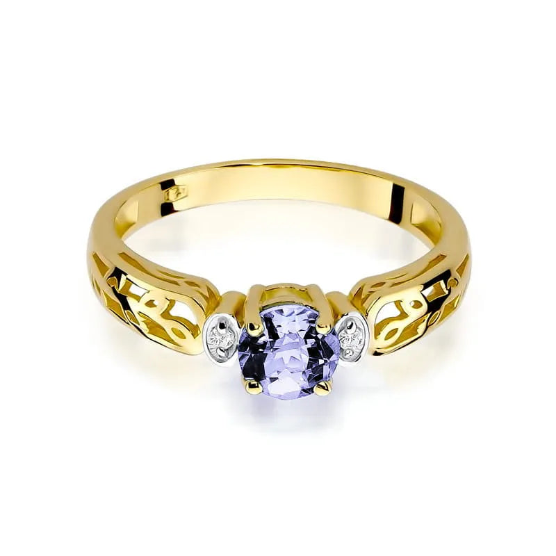 zlatý prsteň s 0,50 ct tanzanitom a 0,02 ct diamantmi w0014-tap-01