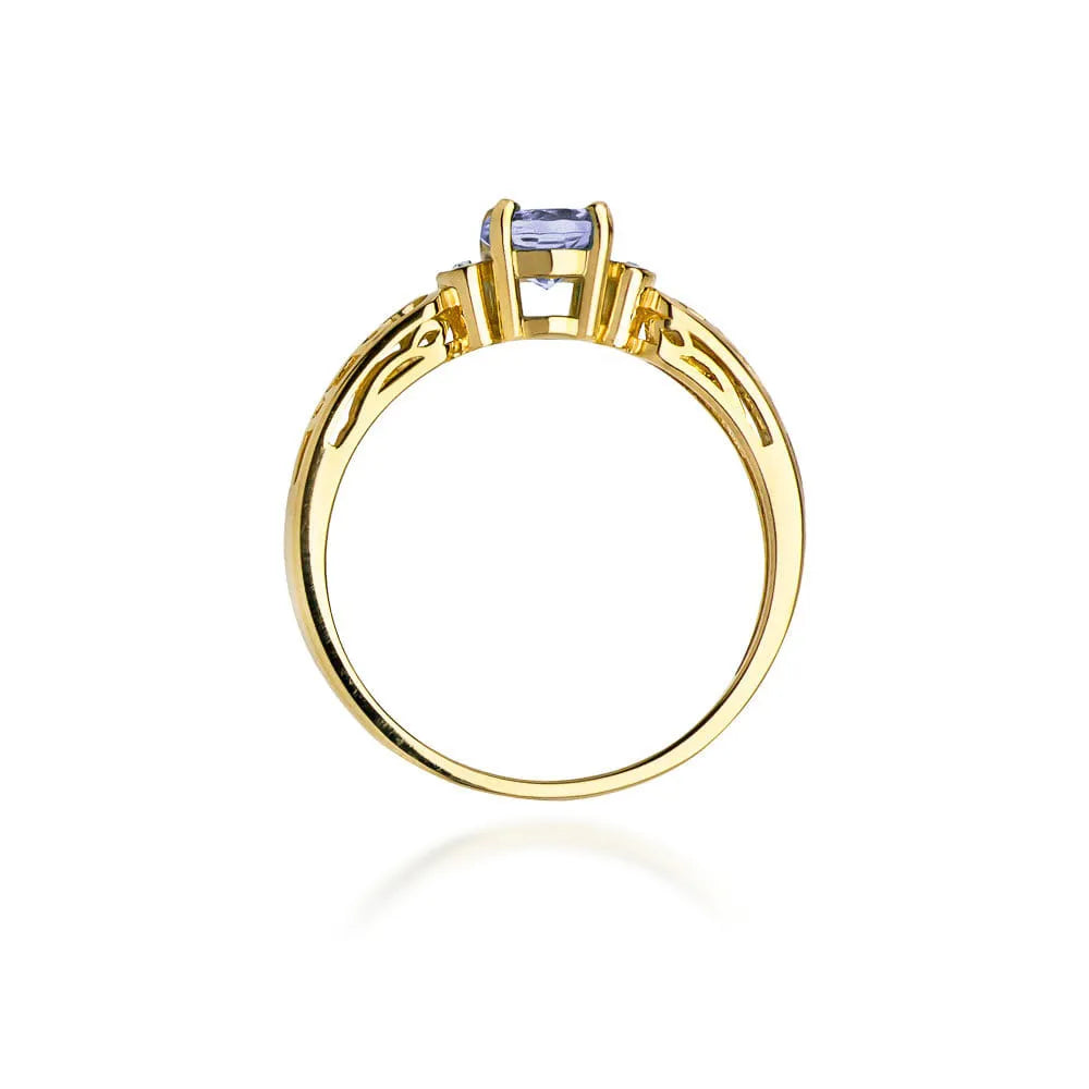 zlatý prsteň s 0,50 ct tanzanitom a 0,02 ct diamantmi w0014-tap-01