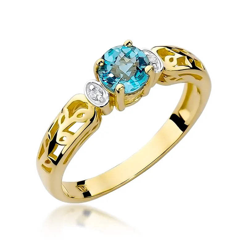 zlatý prsteň s topásom 0,50 ct a diamantmi 0,02 ct w0014-tob-01