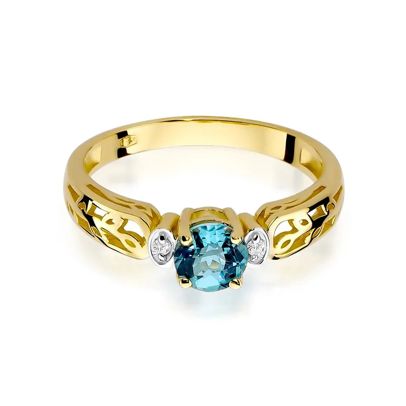zlatý prsteň s topásom 0,50 ct a diamantmi 0,02 ct w0014-tob-01