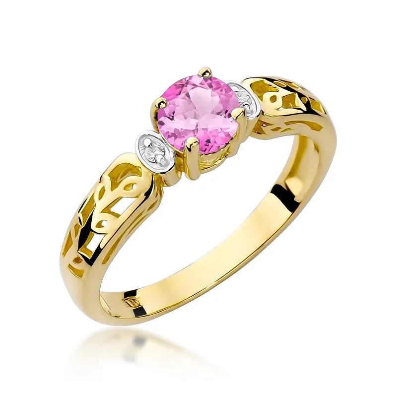 zlatý prsteň s 0,60 ct ružovým topásom a 0,02 ct diamantmi w0014-top-01