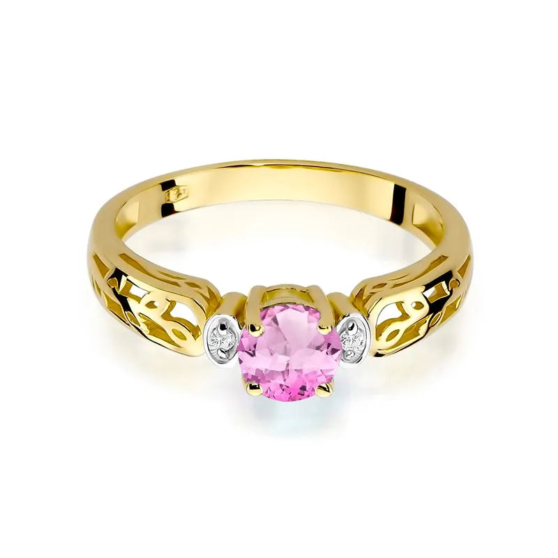 zlatý prsteň s 0,60 ct ružovým topásom a 0,02 ct diamantmi w0014-top-01