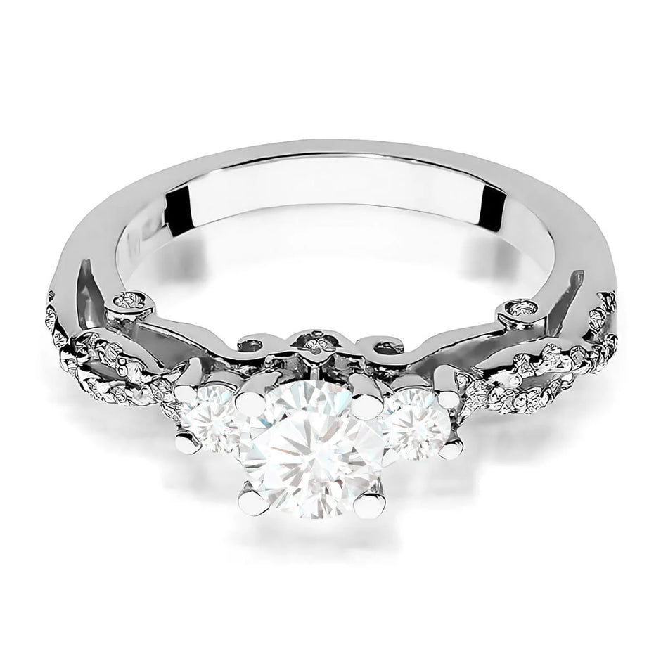 Vintage prsteň z bieleho zlata s lab-grown diamantom 0,50 ct a lab-grown diamantmi 0,339 ct