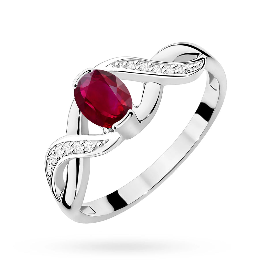 White Gold Ring with 0.60ct Ruby and 0.05ct Diamonds