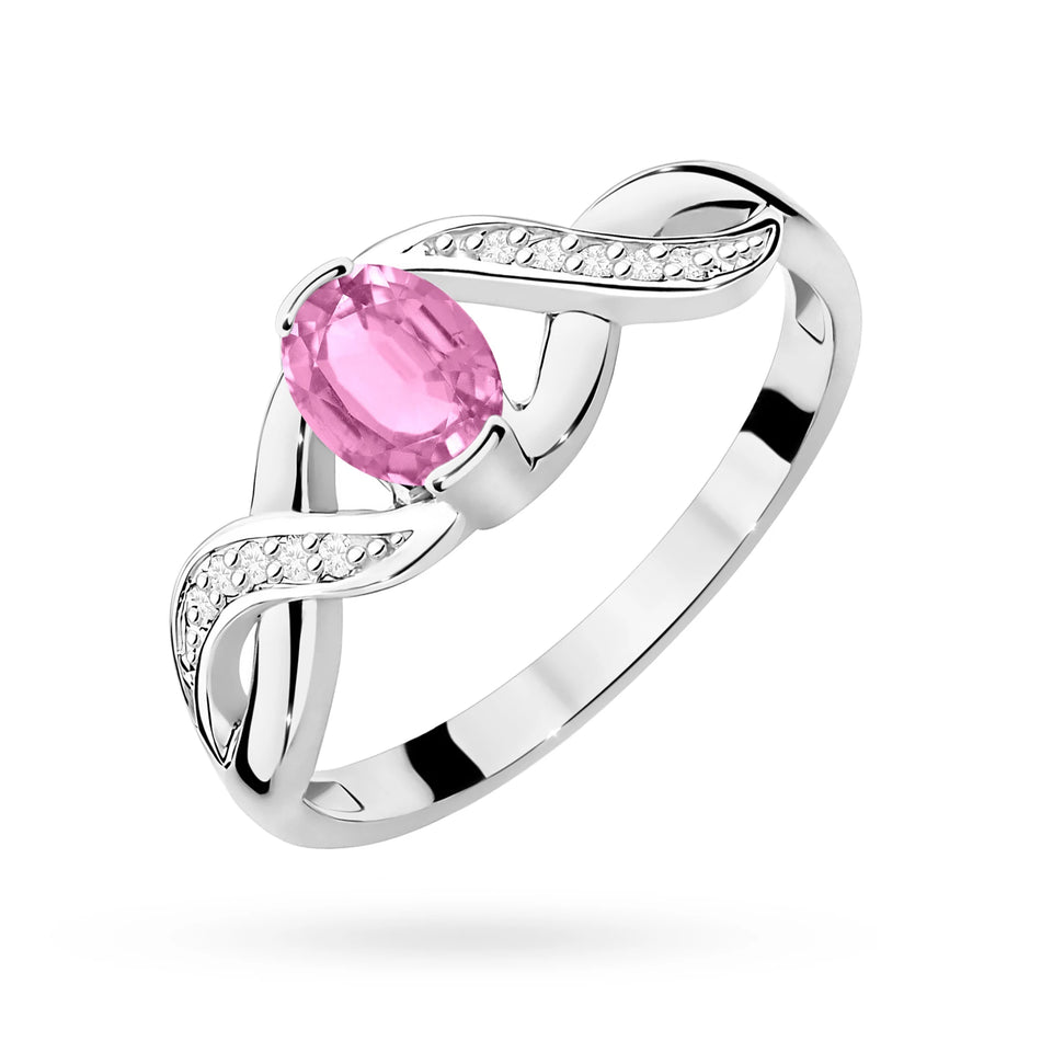 White Gold Ring with 0.45ct Pink Sapphire and 0.05ct Diamonds