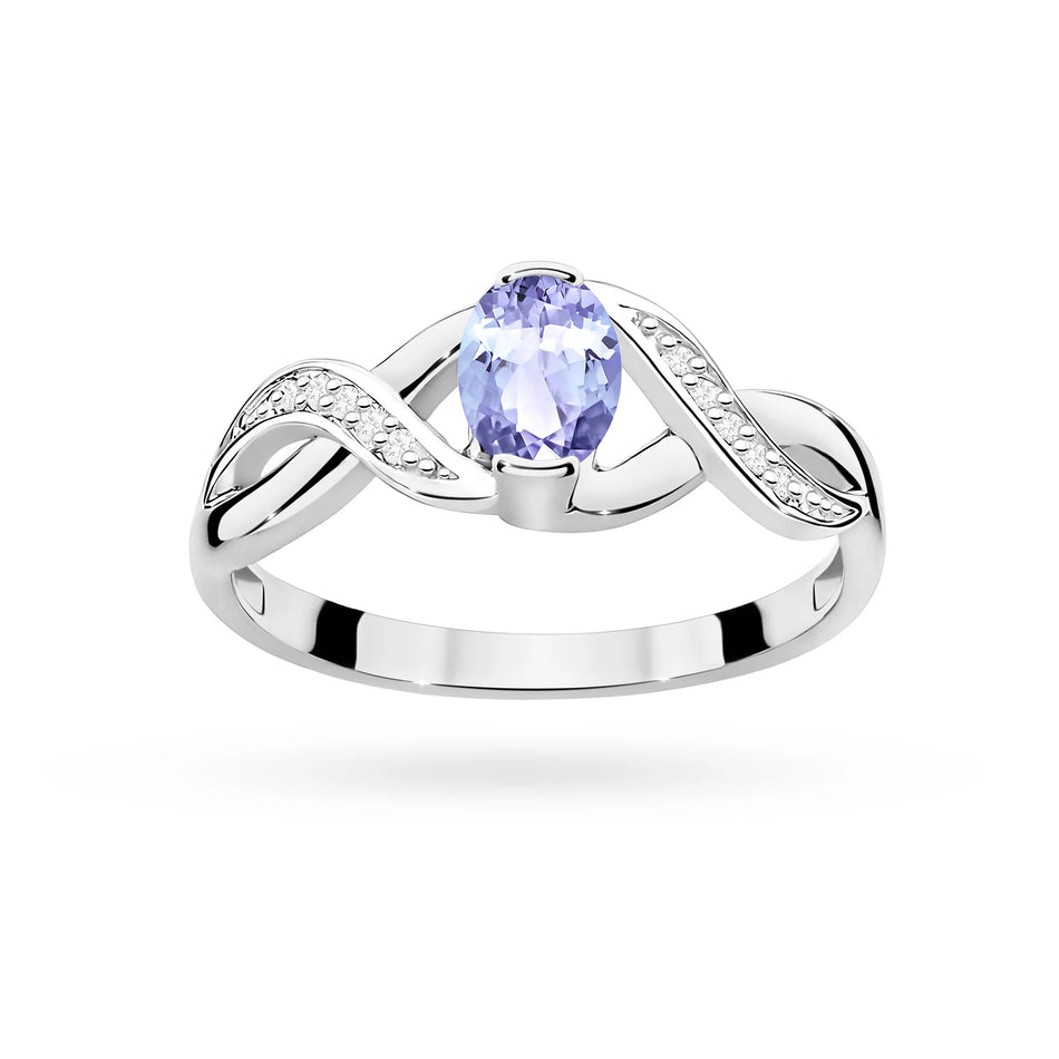 White Gold Ring with 0.40ct Tansanit and 0.05ct Diamonds