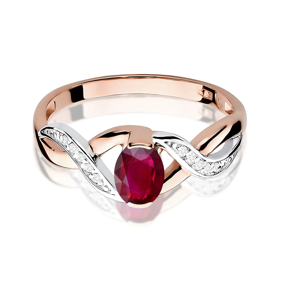Gold Ring with 0.60ct Ruby and 0.05ct Diamonds