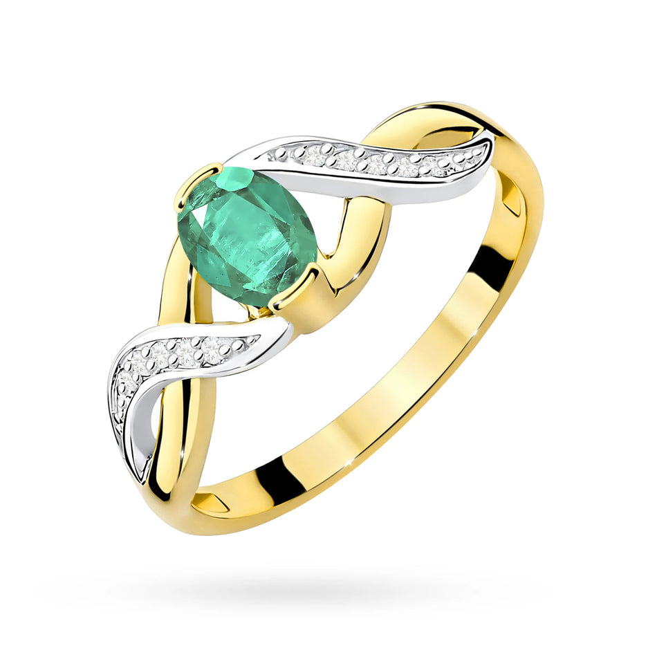 Gold Ring with 0.40ct Emerald and 0.05ct Diamonds