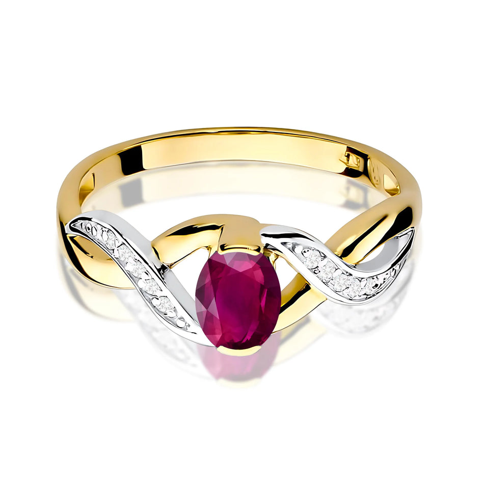 Gold Ring with 0.50ct Rhodolite and 0.05ct Diamonds