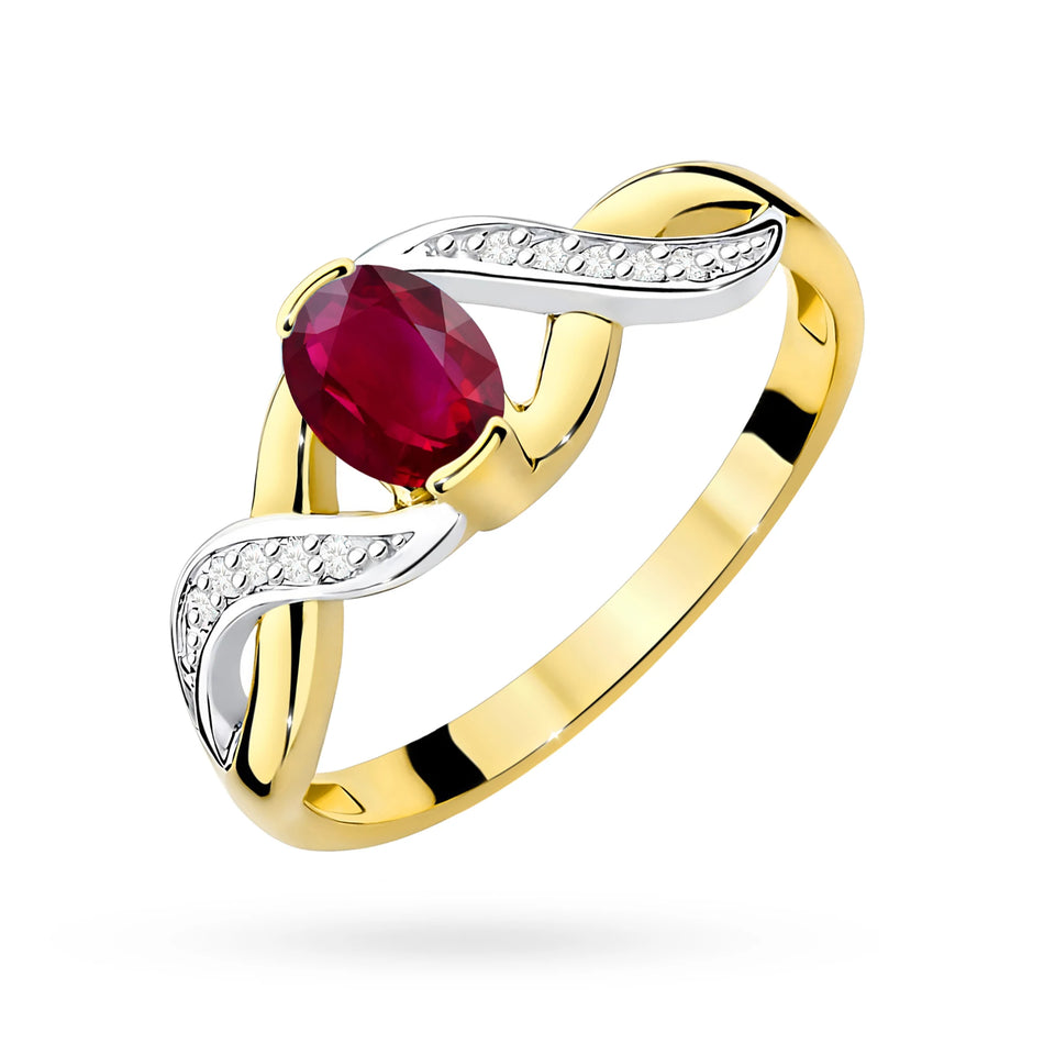 Gold Ring with 0.60ct Ruby and 0.05ct Diamonds
