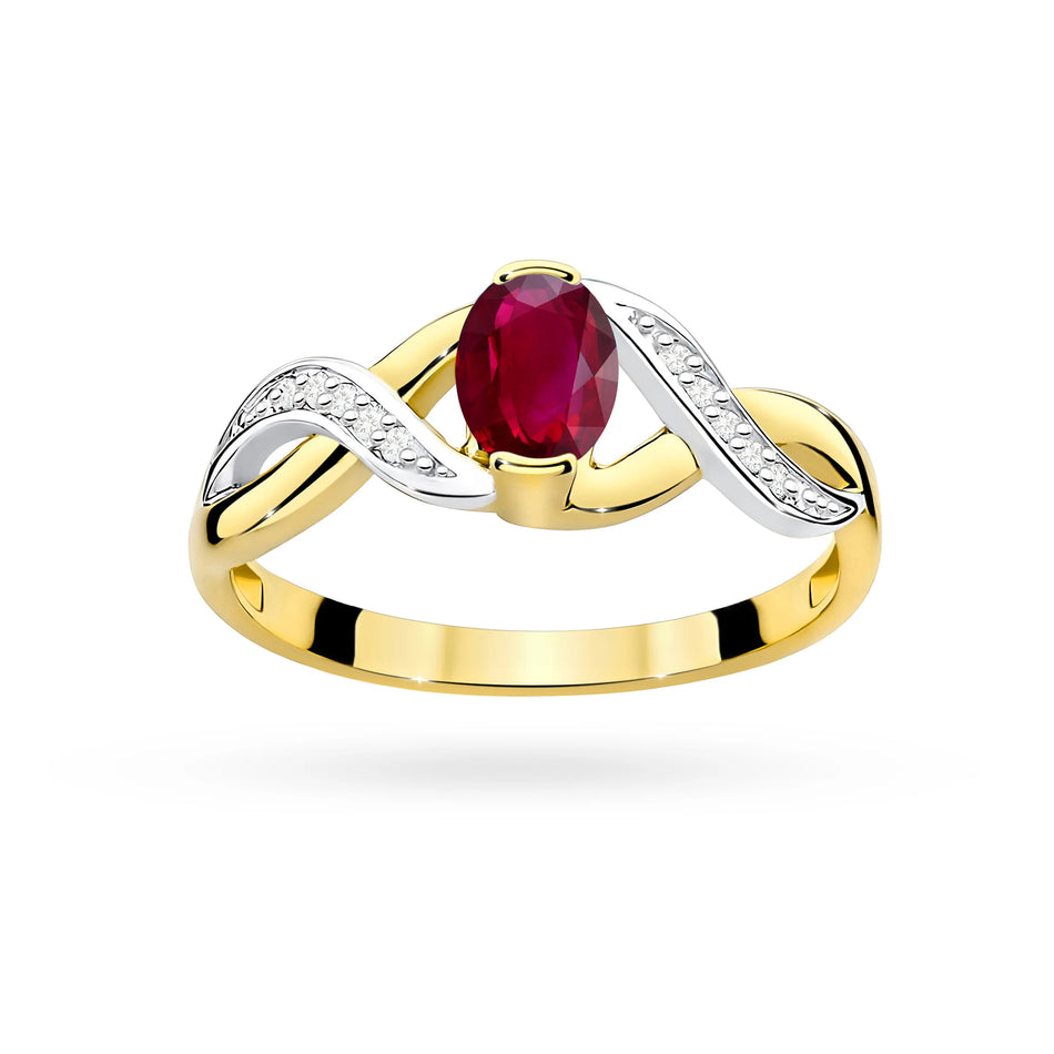 Gold Ring with 0.60ct Ruby and 0.05ct Diamonds