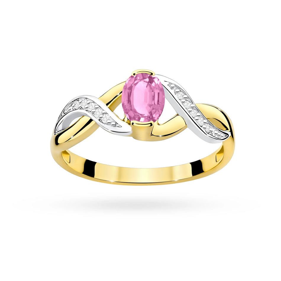 Gold Ring with 0.45ct Pink Sapphire and 0.05ct Diamonds