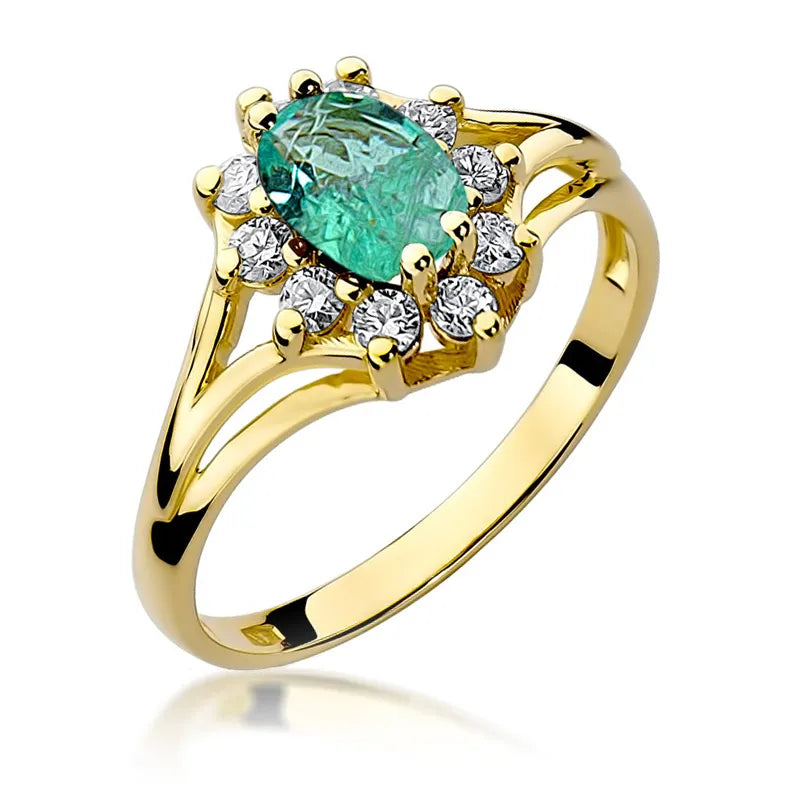 zlatý prsteň s 0,80 ct smaragdom a 0,30 ct diamantmi w0037-emg-01