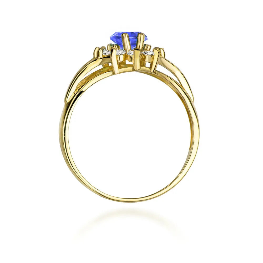 zlatý prsteň s 0,70 ct tanzanitom a 0,30 ct diamantmi w0037-tap-01