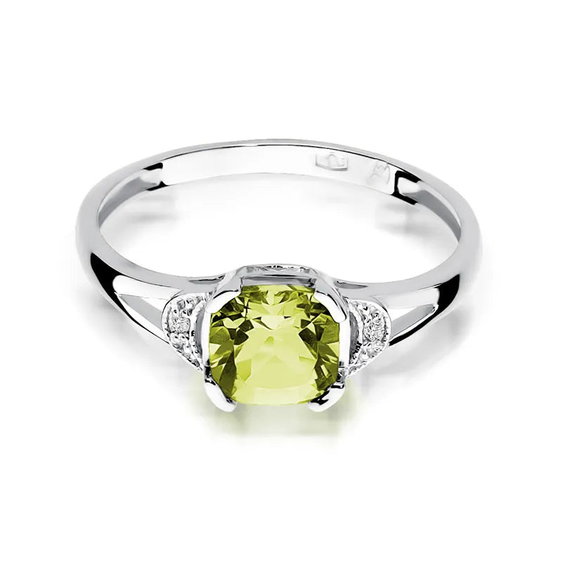 zlatý prsteň s 1,00 ct olivínom a 0,01 ct diamantmi w0040-peg-01