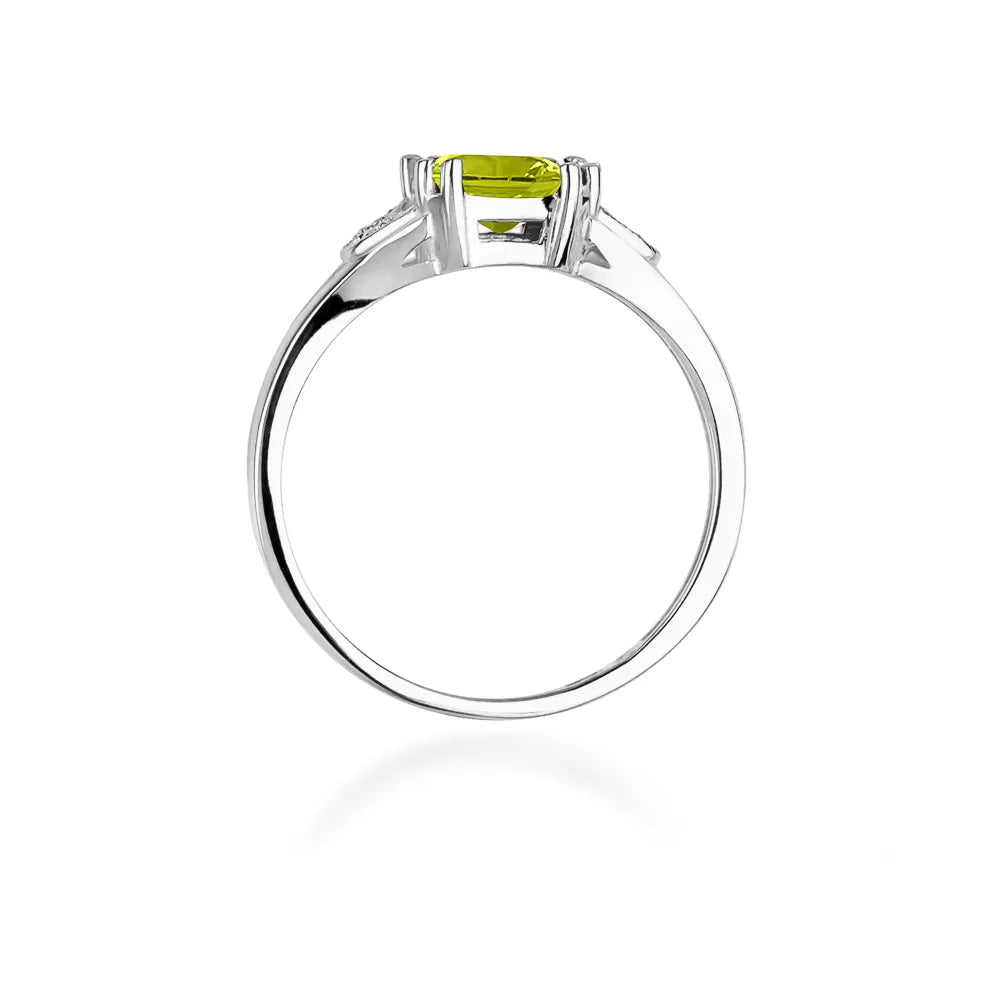 zlatý prsteň s 1,00 ct olivínom a 0,01 ct diamantmi w0040-peg-01