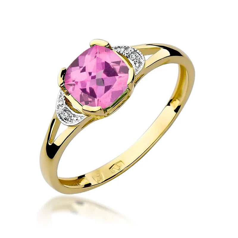 zlatý prsteň s 1,10 ct ružovým topásom a 0,01 ct diamantmi w0040-top-01